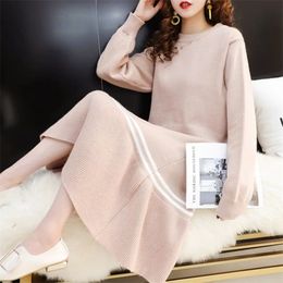 Sweater Dress Women Long Paragraph Autumn And Winter New Loose Student Knit Jacket Female 210203
