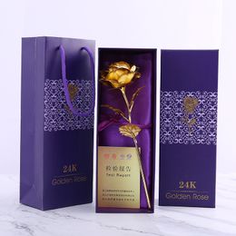 NEW 24k gold single flower foil rose birthday gift creative carnation mother's day gift girl factory