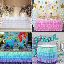 New Table Skirt Tulle Table Skirts Tableware Cloth Cover Birthday Wedding Party Decor 185x77cm 201007