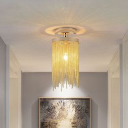 Gold/Silver Modern Pendant Lamps Bedroom Dining Room Decoration Tassel Chain Kitchen LED Pendant Lamp Hallway Indoor Lighting