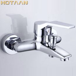 Polished Chrome Finish Wall Mounted shower faucet Bathroom Bathtub Handheld Shower Tap Mixer Faucet YT5339A 201105