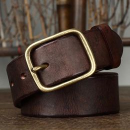 Belts 3.8CM Top Cowhide Genuine Leather Men Belt Fashion Copper Buckle Strap For Male Cowskin Cinto Masculino Luxury CummerbundBelts