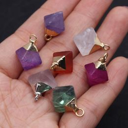 Pendant Necklaces Natural Stone Fashion Rhombus 11x20mm Gold Hanging Multicolor Crystal Reiki Earrings Necklace Bracelet AccessoriesPendant