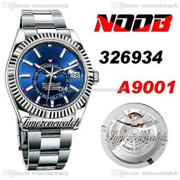 N Sky 326934 A9001 Automatic Mens Watch 42mm Fluted Bezel Blue Dial Stick Markers OysterSteel Bracelet With Warranty Card Timezonewatch Super Edition R02