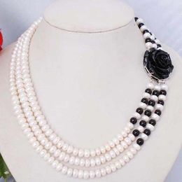 Freshwater black Pearl Necklace Jewelry Women Gift