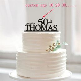 Happy 50th Birthday Anniversary TopperCustom Name Topper50th 1 10 18 20 30 40 80 Unique Cake Topper 220618