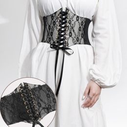 Belts Black Floral Lace Corset Wide Nylon Slimming Body For Women Elastic Waist Belt Lady Stretch Shaping GirdleBelts