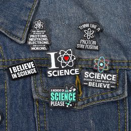 Science Enamel Pin Metal Badge Brooch I Love Science Cartoon Believe Quote Jewellery Gift Backpack Hat Punk Friends Accessories