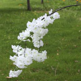 Decorative Flowers & Wreaths 10pcs Artificial Cherry Blossom Branch Flower Wall Hanging Sakura For Wedding Centerpieces FlowersDecorative