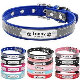 Custom Leather Dog Cat Collar Personalised Puppy Engraved Pet s for Small Medium Dogs Pitbull Yorkie 220815