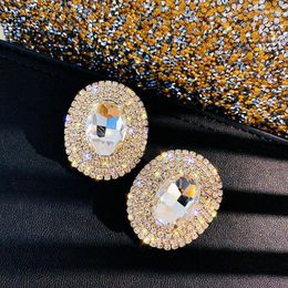 Stud Bling Crystal Round Earrings For Women Hyperbole Big Rhinestone Earring Statement Party Wedding Fashion Jewellery GiftsStud Dale22 Farl22