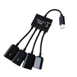 USB 3.1 Type C Male To 3-Port USB A Female Hub Splitter OTG Data Cable + Micro B Female More Power Supply Socket