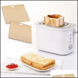 Stock Kitchen Dining Bar Home Garden Toaster Bags Grilled Cheese Sandwiches Reusable Non-Stick Bake Toast Bread Bag Microwave