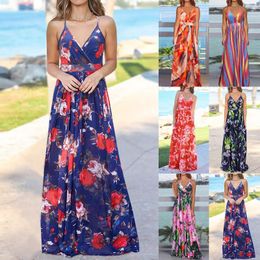 Skirts Summer Women Long Dresses Boho Style Printing Sleeveless Evening Dress Female Fashion Elegant Beach Skirt For WomenSkirts