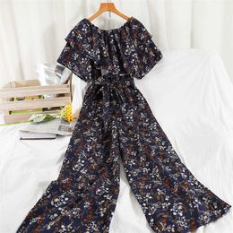 High Waist Loose Retro Floral Summer Straight Wide-leg Casual Pants 210709