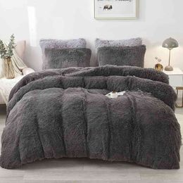 Fluffy Comforter Cover Bed Set Faux Fur Fuzzy Duvet Luxury Ultra Soft Plush Shaggy 3 Pieces