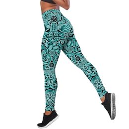 Women Leggings Vintage Viking Tattoo 3D Printed High Waist Elasticity Legging Harajuku Female for Fitness Jogging Pants W220617