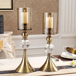 Candle Holders Single Holder Romantic Crystals Candlestick Luxury Stand Home Table DecorationCandle