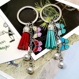 Butterfly Keychain Pearls Tassels Keychains for Women Car Bag Charms Accessories Keyring Key Chain Holder Jewelry