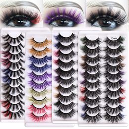 Hand Made Reusable Messy 3D Colour Fake Eyelashes Extensions Soft Light Thick Curling Up False Lashes Eyes Makeup Full Strip Lashes DHL