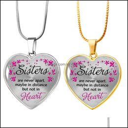 Pendant Necklaces Foreign Trade New Stainless Steel Necklace Sister Heart Peach Alloy Jewelry Keychain Custom Drop Delivery Mjfashion Dhdfn