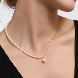freshwater baroque pearls UK - Pendant Necklaces Elegant Small Freshwater Pearl Necklace Baroque Pearls Waterdrop Gold Color Chain Choker For Women Wedding Jewelry GiftsPe
