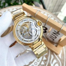 Luxury Skeleton Watches for Men Automatic Mechanical Flywheel Steampunk Fashion Dress Stainless steel Strap 5ATM Waterproof Watch Sapphire Crystal