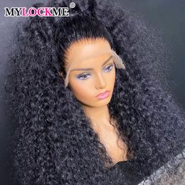 virgin half wigs Canada - Lace Wigs Curly Front Wig Human Hair 13x4 Kinky Frontal Full Transparent HD Water 250 Density Brazilian HairLace