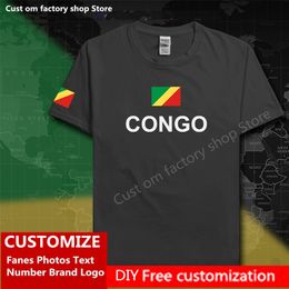 Congo Republic Country Flag T shirt Free Custom Jersey DIY Name Number Brand Cotton T shirts Men Women Loose Casual Tshirt 220616gx