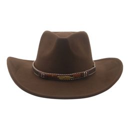 Fedoras Chapeaux pour les femmes Felted Man Hat Panama Western Cowboy Band Casual Vintage Wide Brim Cowboy Hat Chapeu Masculino Sombrero
