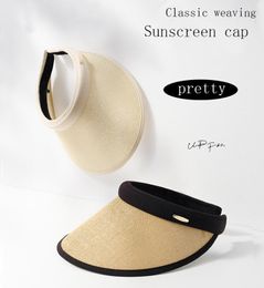 Wide Brim Hats Summer For Women Straw Beach Hat Visors 2022 Fashion Bonnets Sun Cap Ladies And Caps Helme SunbonnetWide Chur22