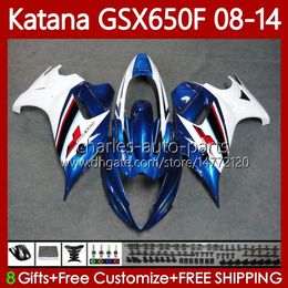 Fairings For SUZUKI KATANA GSX-650F GSXF650 GSXF-650 GSX650F 2008 2009 White blue 2010 2011 2012 2013 2014 Bodywork 120No.75 GSX 650F GSXF 650 08 09 10 11 12 13 14 Body