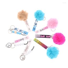 Keychains Fashion Personalised Plastic ATM Credit Debit Designers Card Grabber Keychain Clip For Long Nails With Pom PomKeychains Fier22