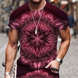 Men's T-Shirts Loose Men's Tees Breathable Harajuku Streetwear Casual Style Cool O-Neck Mandala Flower Male Clothes Oversized TopsMen's