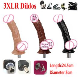 sexy Machine Attachment 3XLR Silicone Dildo Toys Realistic Penis G Spot Vagina Stimulator Female Masturbation Products