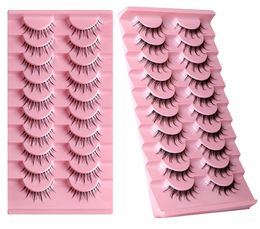 10 pair Reusable Wispy false eyelash extension soft natural faux 3D Mink Lashes Light weight Clear Band eyelashes