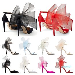 Luxurys Designers Pumps sandals high heels 8 10 12 cm Latte Asymmetric Grosgrain Mesh Fascinator Bows Black Latte 002 size 5-10