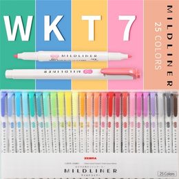 ZEBRA Mildliner WKT7 Highlighter Soft Colour Double Head Hand Account Marker Students Use Colour Thick Outline Highlighter Set 210226