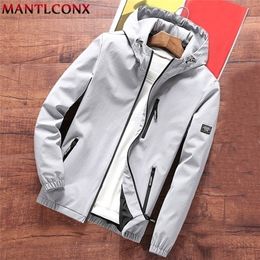 MANTLCONX Mens Hooded Windbreaker Jacket Spring Autumn Casual Hoodie Jacket Coats Streetwear Fashion Male Outwear Brand 201127