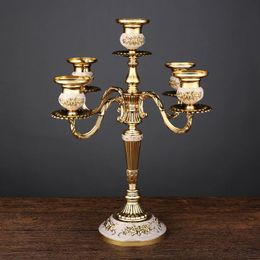 Decorative Objects & Figurines Classical Metal Candelabra Retro Candlestick Candle Holder 5 Stands Candlelight Dinner Wedding Gift Home Deco