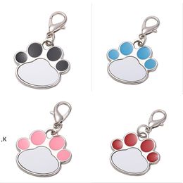 Sublimation Dog Paw Keychain Favour Metal DIY Photo Keyring Cute Pet Footprint Hanging Pendant Christmas RRE13960