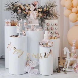 Party Decoration White Gold Round Cylinder Pedestal Display Art Decor Plinths Pillars For DIY Wedding Decorations Holiday PartyParty