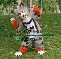 Mascot doll costume Long Hair Fox Dog Mascot Costume Furry Birthday Party Cartoon Set Fancy Dress Christmas Adult Size 1146