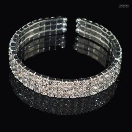 Full Rhinestone 3 Row Silver Golden Plated Crystal Women's Bracelets And Bangles Wedding Bridal Jewellery Bangle Inte22