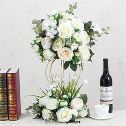 Decorative Flowers & Wreaths Artificial Flower With Stand Ball Silk Rack Craft Wedding Centerpiece Home Room Decoration Party Supplies 12 Co