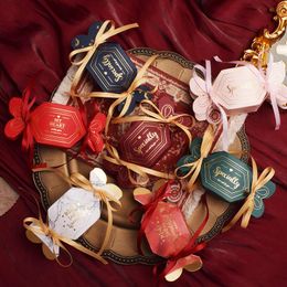 Gift Wrap 10/20/50pcs Candy Box Wedding Favours For Guests Vintage Wine Red Sweety Shape Blue Green Baby Shower Bags Of SweetGift