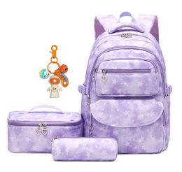 Cartoon Star Printing Girls School Backpacks Children Schoolbag for Girl Princess Backpack with Lunch Case Kids Satchels AA220316