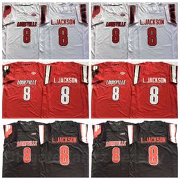 NCAA College Football 8 Lamar Jackson Jerseys Men University Team Colour Red Black White All Stitched For Sport Fans Breathable Pure Cotton Good Quality On Sale