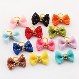 Handmade Lovely White Polka Dot ribbon Ribbon Dog Bow Grooming Bows For Dogs 6021015 Pet Hair Whole LJ201130246l