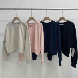 Sports Hoodie Round Neck Long Sleeve Casual Loose Perfectly Sweatshirts Women T220726